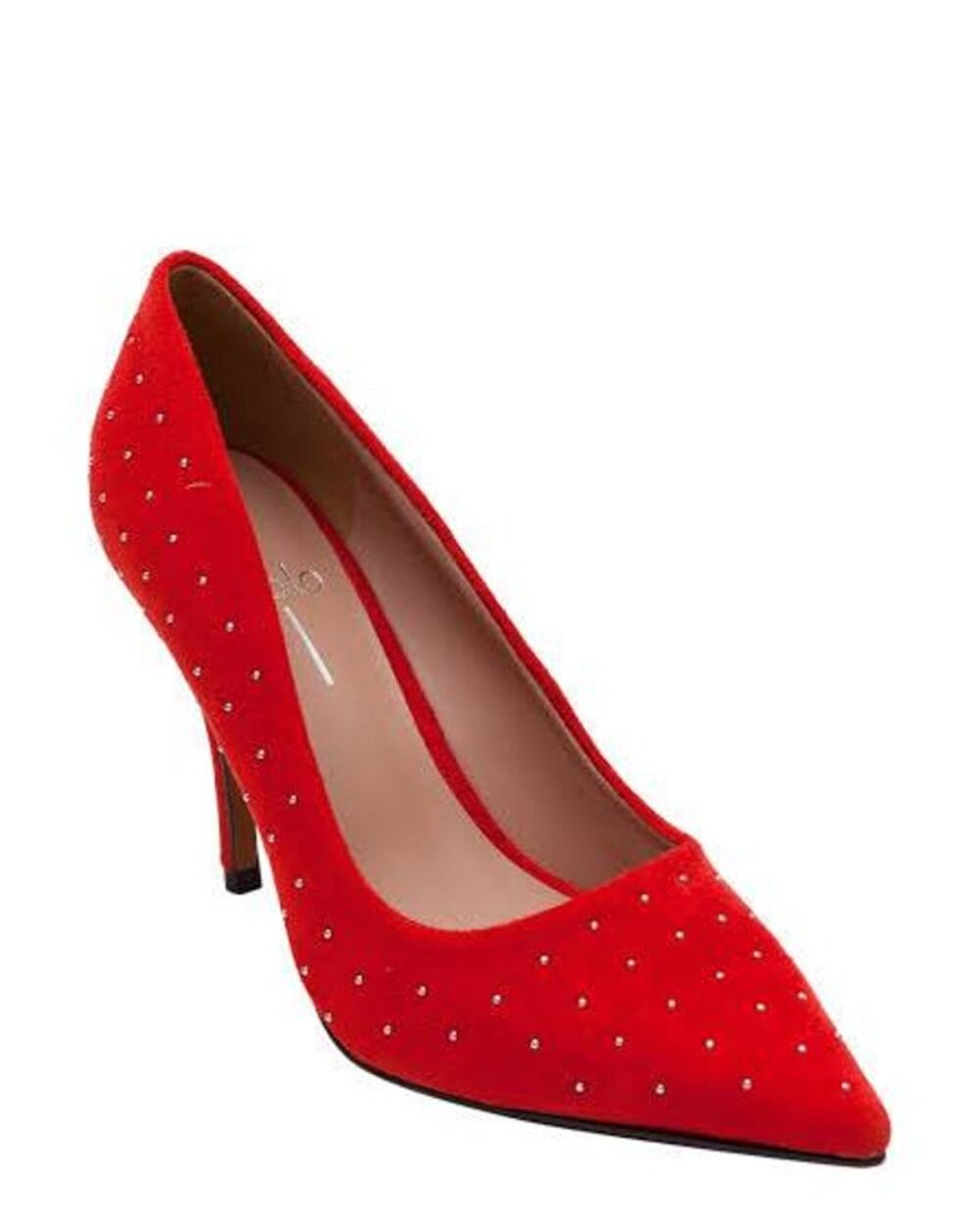 Linea Paolo Pamila Pointed Toe Pumps Aurora Red Metallic Studs Heels sz 7